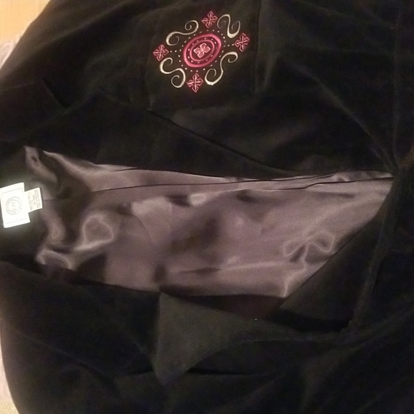 VINTAGE EVAN PICONE BLACK VELVET BOMBER JACKET - Picture 9 of 9